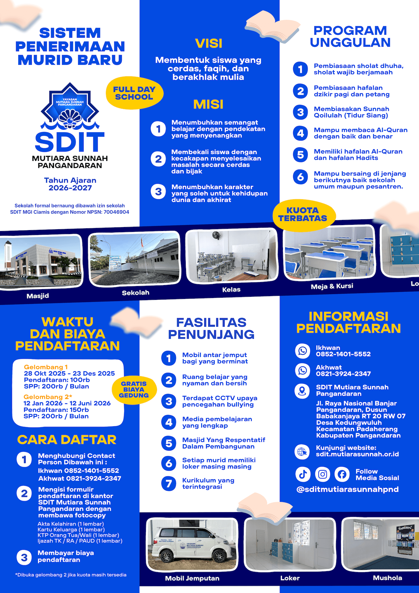 Dibuka Pendaftaran Murid Baru SDIT Mutiara Sunnah Pangandaran Tahun Ajaran 2026 – 2027